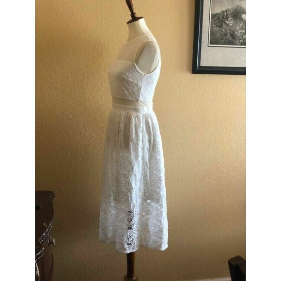 Love..Ady Women's White Mesh Floral Lace Dress M - Picture 9 of 12